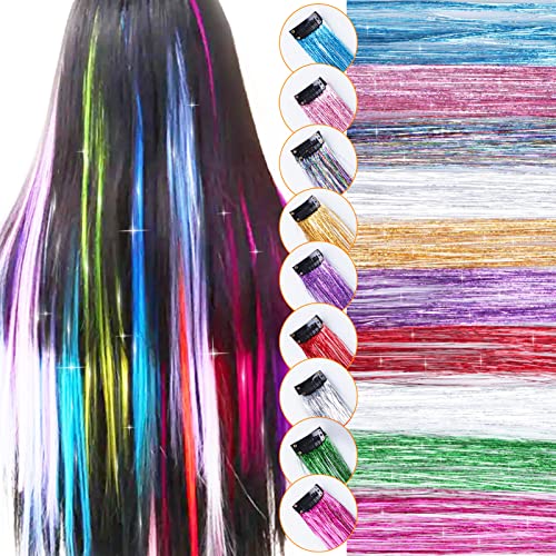 Tinsel за коса, удължаване на коса 10 цвята с гирлянди, 2400 кичура коса, Удължаване на Коса, за Жени, Момичета, Аксесоари