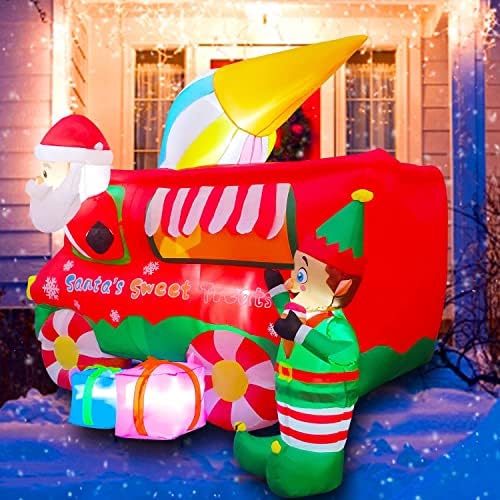 SEASONBLOW 8-крак Надуваем Коледен влак с Дядо Пингвин и 9-метрова Коледна Надуваем количка за сладолед