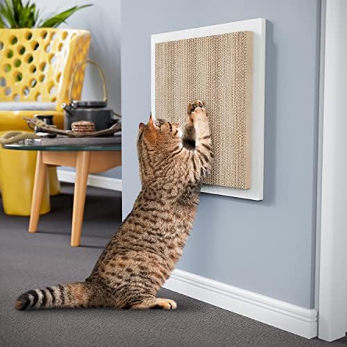 Way Premium Basics Квадратно Монтиране на стена Екологичен Стъргало за котки Scratcher (Бял)