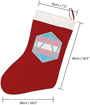 Флаг Трансгендера D20 Коледни Чорапи Къси Плюшени Коледни Чорапи Подвесное Украса за Коледната Елха Украса на Камината