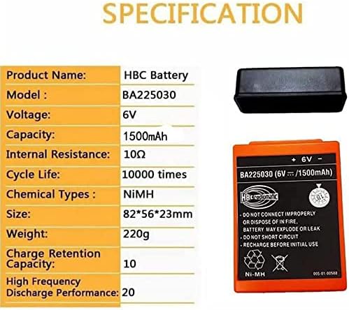 EVASEN (6 бр) BA225030 6 В 1500 mah Ni-Mh Батерия Акумулаторна батерия за HBC Помпа Камион Батерия за Дистанционно