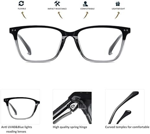 bullabulling 3 ОПАКОВКИ Очила За четене С Блокиране на Синя Светлина, Кутия Шарнирные Четци за Жените И Мъжете, по-Леки Очила