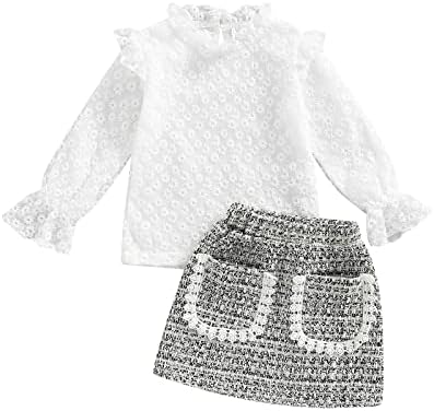 SHIBAOZI/Комплект детски дрехи за момичета, на 2 предмета, Лейси Бяла Блуза с цветен Модел и дълъг ръкав, Потници, Твидовая