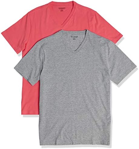 Мъжки приталенная тениска Essentials с къс ръкав и V-образно деколте, комплект от 2