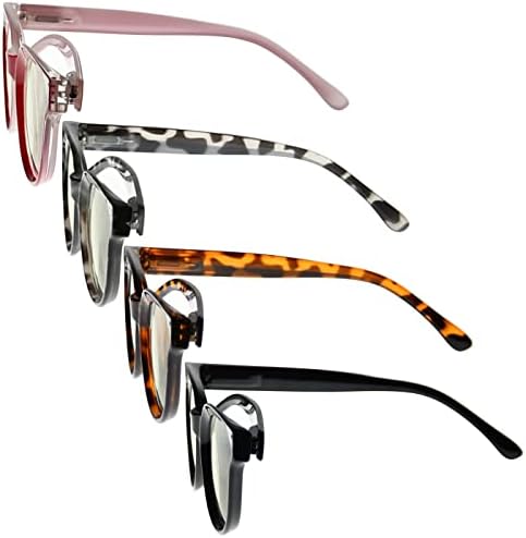 Eyekepper 4 Опаковки Очила със Сини Светофильтром за Жени, Стилни Компютърни Очила за Четене +0.00