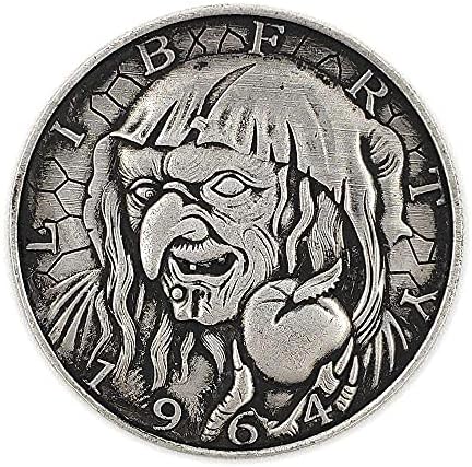 Монета с Дълбоки Релефни Американска вещица 骷髅 1964 г., колекция от Микроглавов, Възпоменателна монета от колекция монети