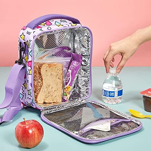 Zodaca Скъпа изолирано чанта за обяд за момичета и деца (светло лилаво, 8 x 10 x 4 инча)