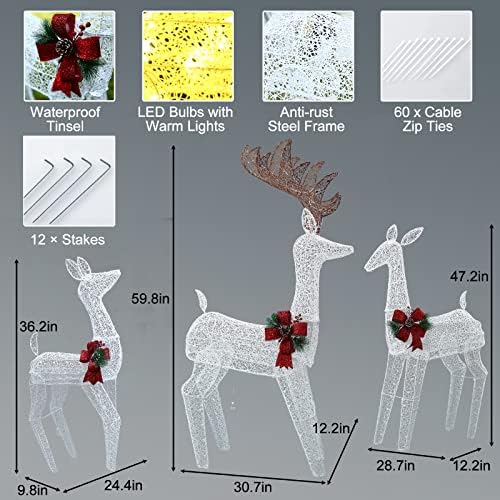 Коледа светлинно украса RZXYL от три части с елени, 230 led лампи, и семеен набор от улични декорации за градината.