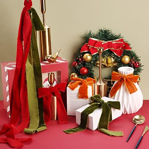 Кадифе лента за опаковане на подаръци - Keypan Теракота Лента с Ресни ръчна изработка на Букети, Сватбени украси, 2 на