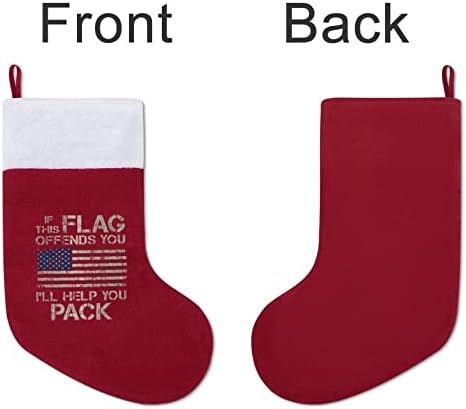 Ако този Флаг Ви Обижда, аз ще Ви помогнат да Опаковате Коледни Чорапи с Класически Висящи Украшения, Бели Маншети, Торбичка
