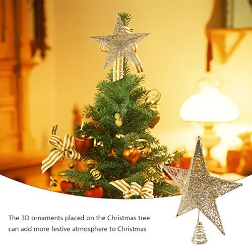 NUOBESTY 25 см Коледна Звезда Върхът на Дървото Iron Артистичен Блясък Bling Sparkle Дърво Topper Украшение Еластични