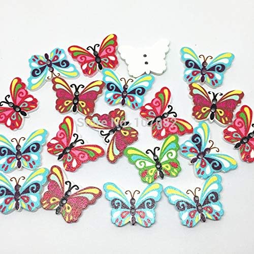 Xucus 1000шт 1724 мм Детски Копчета с Пеперуда, Боядисани Дървени Копчета с Пеперуда, 2 Дупки, Мультяшное Шиене за