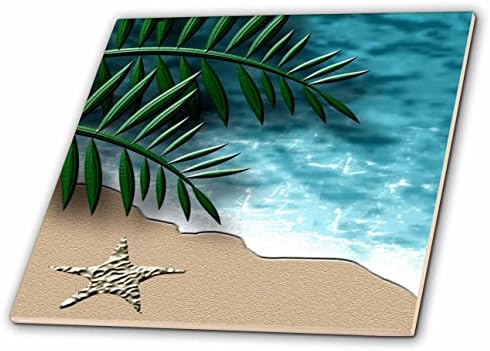 3dRose TDSwhite – Боядисване с модели - Стилизирани Плажна сцена, на Първа линия, Морска звезда от пясъка - Керамични