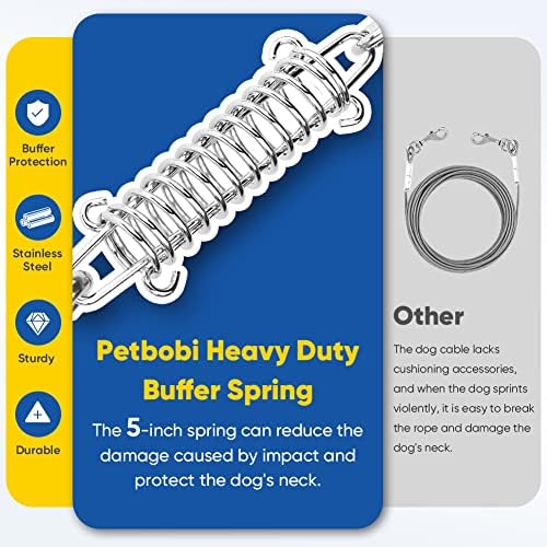 Petbobi 30-крак Привязной Въже за кучета със силна пролет и Въртящи се метални куки за улицата, двор и къмпинг,