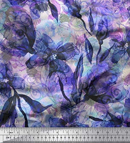 Памучен трикотажная плат Soimoi с флорални и текстурным принтом ширина 58 см
