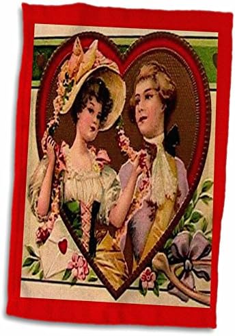 Викторианската двойка с 3D Рози в Кърпа със Сърца, 15 x 22