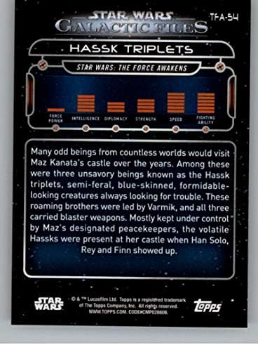 2018 Topps Star Wars Galactic Files Синьо TFA-54 Получили Официална Неспортивную търговската карта Hassk Triplets в NM или