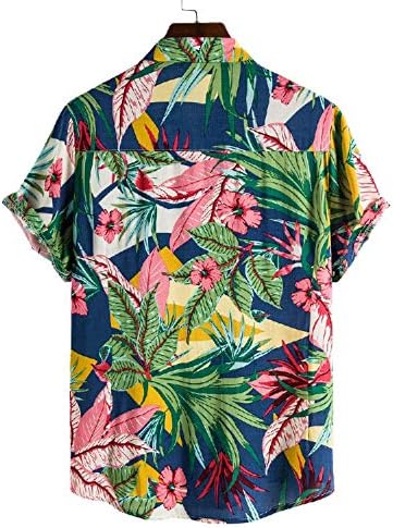 GDJGTA Мъжки Хавайска Риза Ежедневни Цветна Тениска С Принтом Семки, Отгоре с Бутони и Ревери, Тениска с Къс Ръкав,