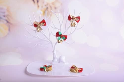 Коледни Съответствие Adam Victor, Мини-Декорация за Коледната елха във формата на Камбани, опаковка от 8 броя (Червен)