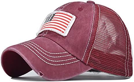 Унисекс, Лятна бейзболна шапка в стил Хип-Хоп, Флаг на САЩ, Однотонная нисък профил Шапка на шофьор на камион, Мъжки