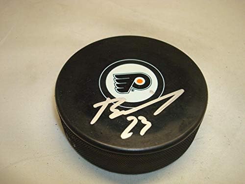 Брендън Манинг е подписал хокей шайба Филаделфия Флайърс с автограф от 1B - за Миене на НХЛ с автограф