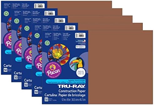 Плътна хартия Tru-Ray, топло кафяво, 12 x 18, 50 Листа, В пакет, 5 опаковки