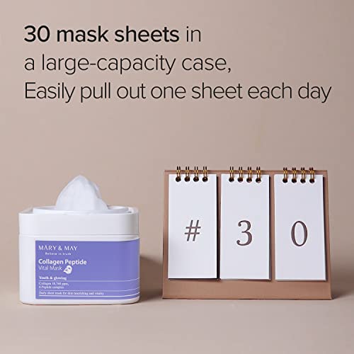 Mary&May Collagen Peptide Vital Mask 30ea |30 листа с бързото разпределение, Подтягивающая, Стягане и Придающая