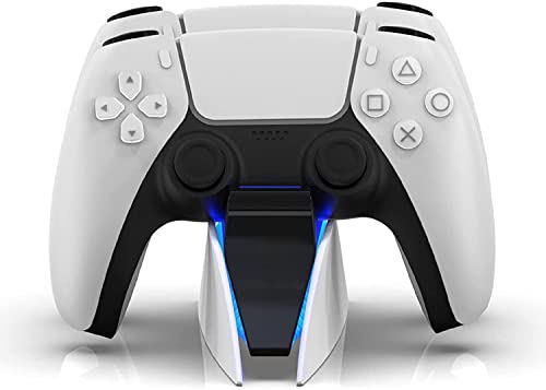 Зарядно устройство за контролер PS5 със синя светлинна ивица, Бързо зареждане на Type-C за зареждане на контролери на Playstation