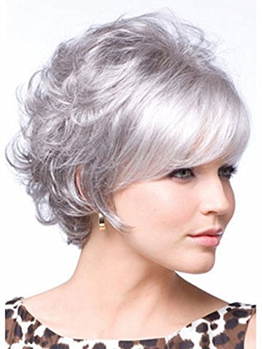 MagicaLove Къса сиво-бели перуки, изработени от естествени женски човешки косъм, за нормалния живот