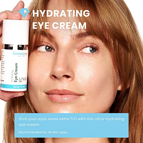Хидратиращ крем за очи Timeless Skin Care - 0,5 грама - Намалява подпухналостта и фини бръчки - Съдържа хиалуронова киселина