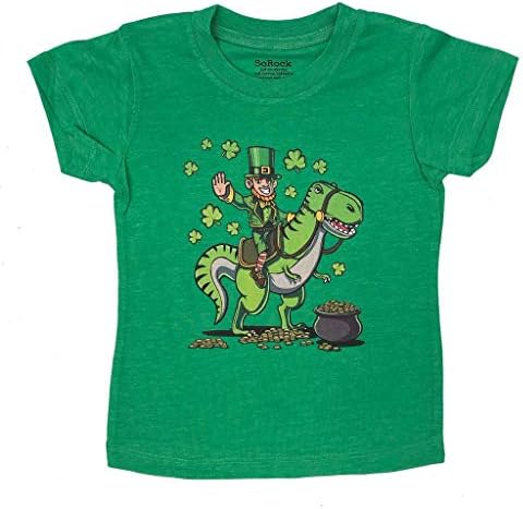Детска и Младежка Тениска с Динозавром Лепреконом на Деня на Св. Патрик или Бейзболна фланелка с ръкав Raglan