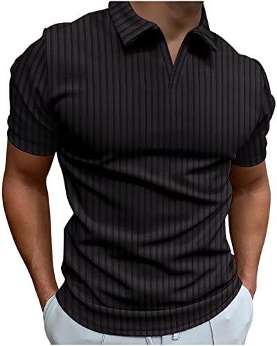 Мъжка Класическа Риза Поло с къс ръкав и V-образно деколте, Ежедневни Летни плътно Прилепнали Тениски За Голф, Обикновена
