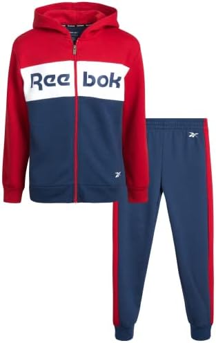 Спортен костюм за момчета Reebok – Активна Руното hoody с качулка с цип и спортни панталони за джогинг (4-12)