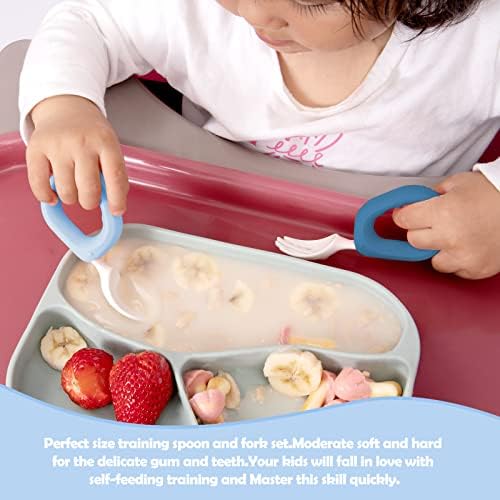 Комплект лъжици и вилици за самостоятелно хранене HIWOOD Бебе Футляром за пътуване, която Не съдържа Бисфенол