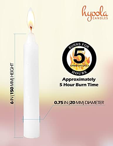 Бели свещи Hyoola - Къси Свещници - 6-Инчови свещници (15 см) Време на горене 5 часа (72 опаковки), Европейско