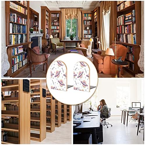 Забавен Поничка Планета Печатни Дървени Книгата Завършва Нескользящий Декор Bookend Малък Офис Вкъщи 1 Чифт