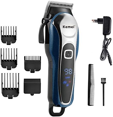 KEMEI 5-Звезден Акумулаторна Самобръсначка За Професионално Подстригване на Коса, Многофункционален Тример за