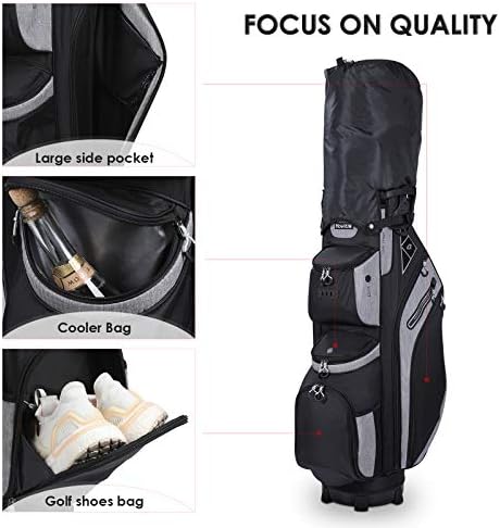 Чанта за колички за голф Yovital 14 Way за налагане на Чанти Стилен дизайн по цялата дължина с охладител, Дождевиком,