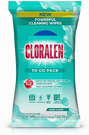 Cloralen - Почистващи кърпички Aqua Clean, 36 броя (опаковка от 3 броя) Общо 108 кърпички