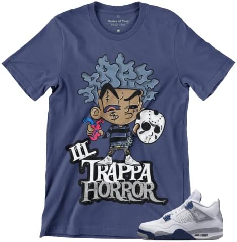Тениска Jordan 4 Midnight Navy Lil TrappaHorror в тон мъжки кроссовкам Лил-Trappa-Horror, тениска Jordan 4s Midnight