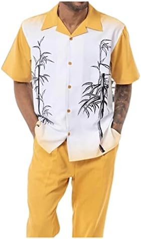 Tzsaixeh/Мъжки Спортни Костюми с цветен Модел от 2 теми, Ежедневни Хавайски Костюми, Ризи с къс ръкав, Дълги