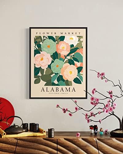 Арт принт Алабама, монтиран на стената арт декор плакат на Алабама, Пътен плакат с карта на щата Алабама, Декорация