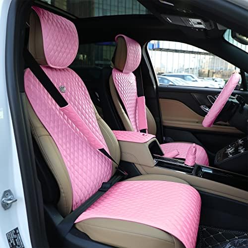 Комплект автомобилни аксесоари Tallew Pink Покривала за автомобилни Седалки, Пълен Комплект, Капак на волана, Капака на главата