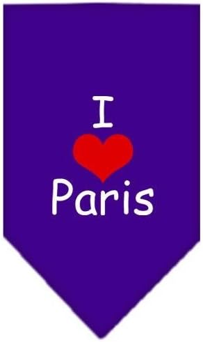 Шарена кърпа Mirage Pet Products I Heart Paris се отличава с Трафаретным принтом за домашни любимци, Малка, Лилава