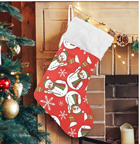 Коледни Чорапи ALAZA с Шарките на Снежен човек, Класически Персонализирани Големи Чорапи, Бижута за Семейни Тържества,