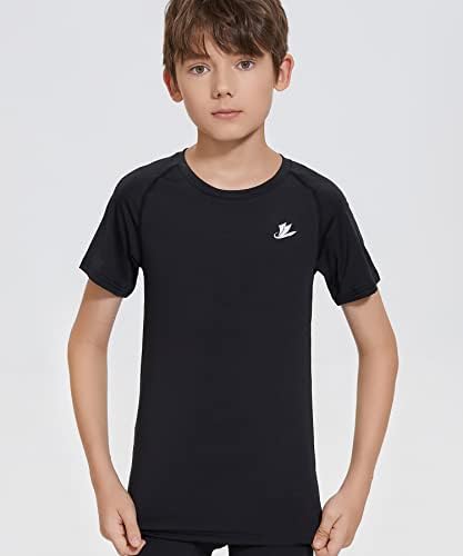 DEVOROPA Младежта Компресиране Тениска За момчета С Къс/Дълъг Ръкав, Футболна Бейзболна Майк, Бързосъхнеща Спортна Базова Риза