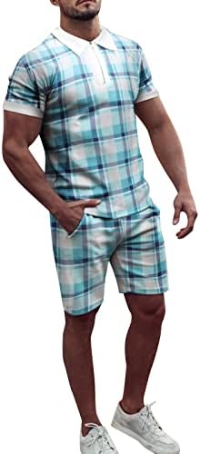 UBST/Летен Мъжки Комплект дрехи от 2 теми, Изпъстрен Polo Ризи с къс ръкав, Изпъстрен Шарени къси Панталони,
