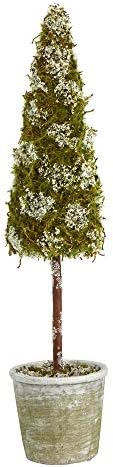 Почти естествени 2 метра. Изкуствено Шишковидное дърво от Флокированного Мъх в Декоративни Саксии Зелен цвят