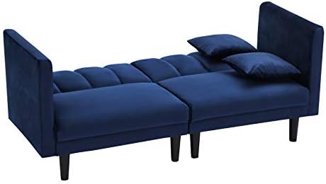 Закопчалка Кадифе легло-futon LCH, Модерен разтегателен диван с 2 възглавници, 3 Регулируеми ъгли на наклона