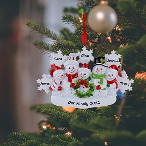 MAXORA Семейство снежни човеци от 2 двойки, Украса за Коледно - Персонализирани Коледна украса за Семейство от 2 - ма души-